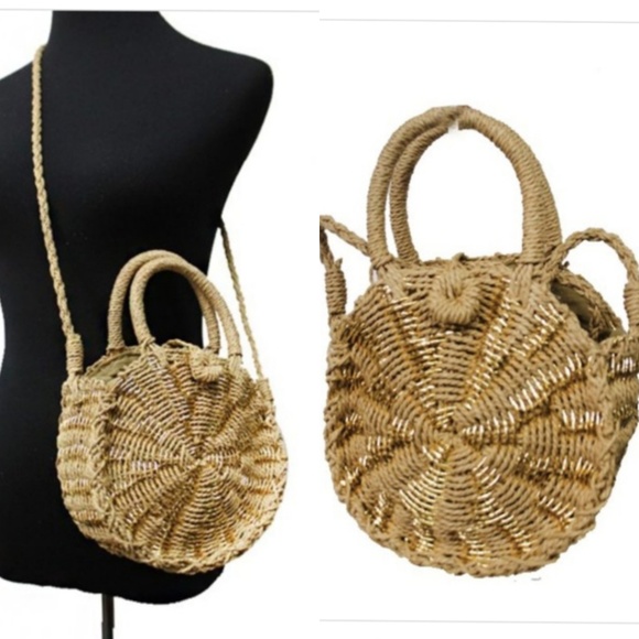 Handbags - Straw Round Cross Body Bag